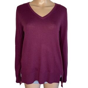 LOFT Deep Burgundy V-Neck Sweater